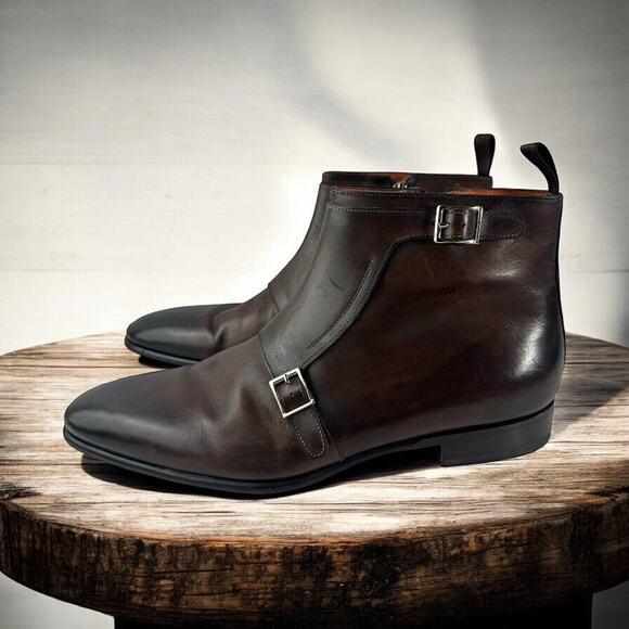 Santoni Other - Santoni Monk Strap Boots Brown Leather Designer Dress Loafers Men's Size D 12